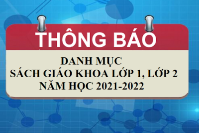 Thông báo danh mục Sách giáo khoa lớp 1, lớp 2